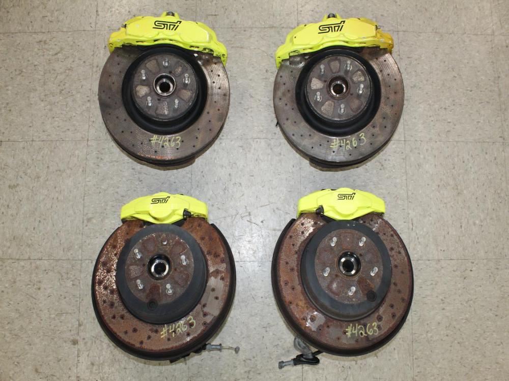2018-2021 Subaru WRX STi OEM Brembo Brakes Front & Rear Sprindles Set: Image 1