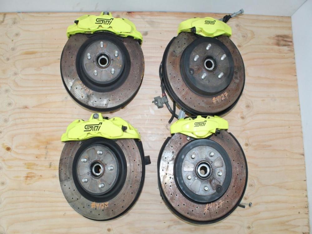 2018-2021 Subaru WRX STi OEM Brembo Brakes Front & Rear Sprindles Set: Image 1