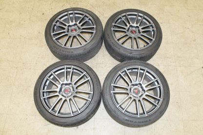 JDM SUBARU WRX STI 5X114.3 18X8.5 +55 OEM ENKEI WHEELS WITH TIRES - Image 3